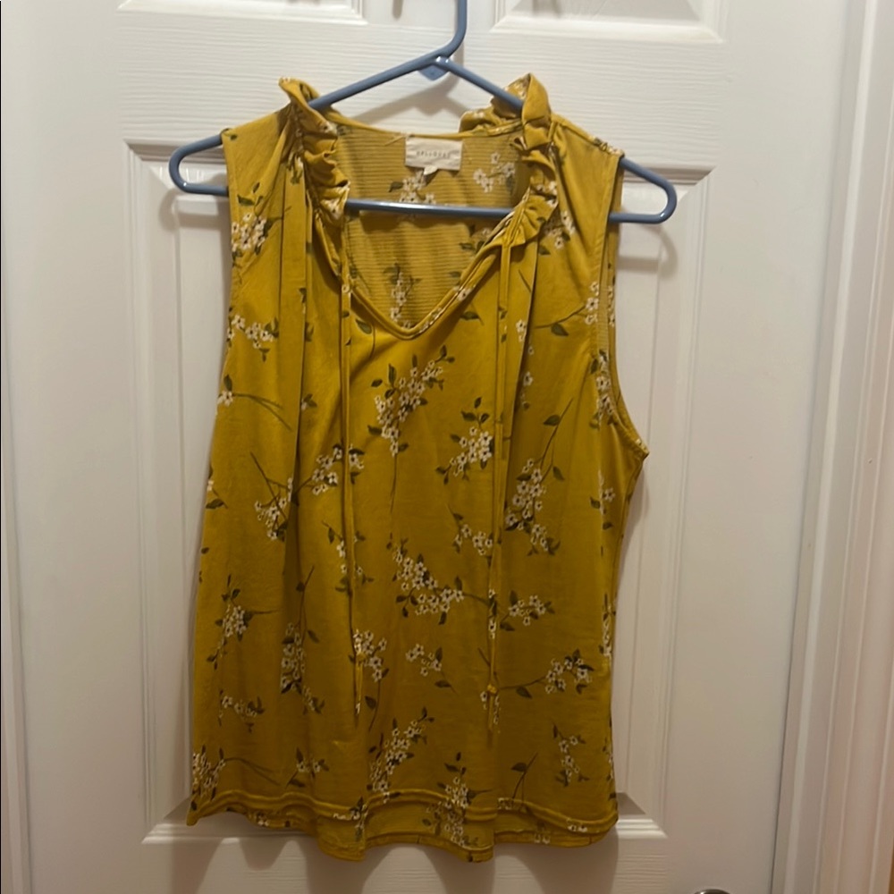 Floral Mustard Sleeveless Top by Melloday